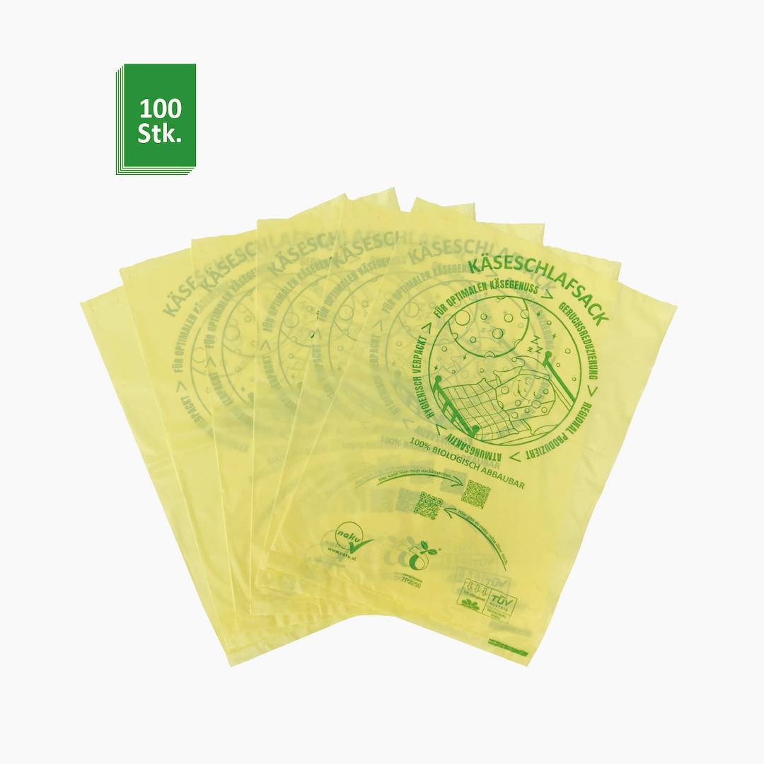 Naku Käseschlafsack - Käsebeutel aus Maisstärke 100er Pack für die Käsetheke aufgelegt
